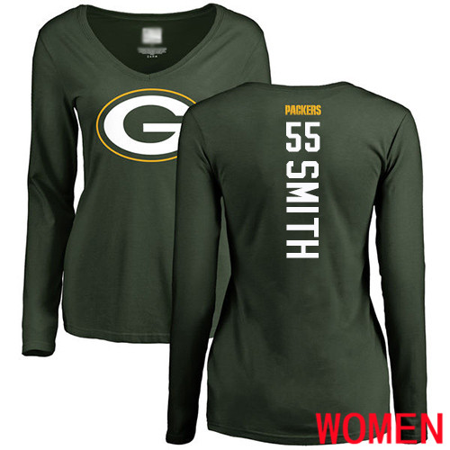 Green Bay Packers Green Women #55 Smith Za Darius Backer Nike NFL Long Sleeve T Shirt